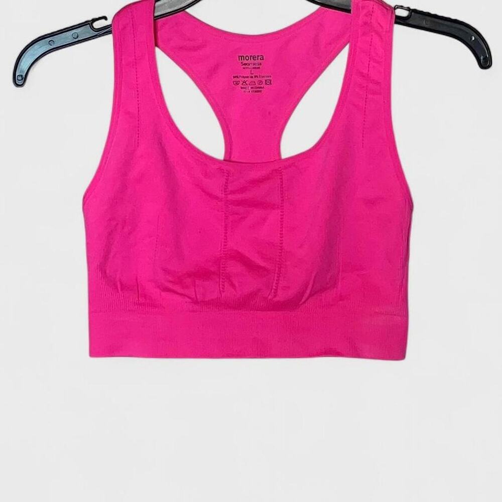 Morera Hot Pink Barbiecore Seamless Racerback Sports Bra - Size L